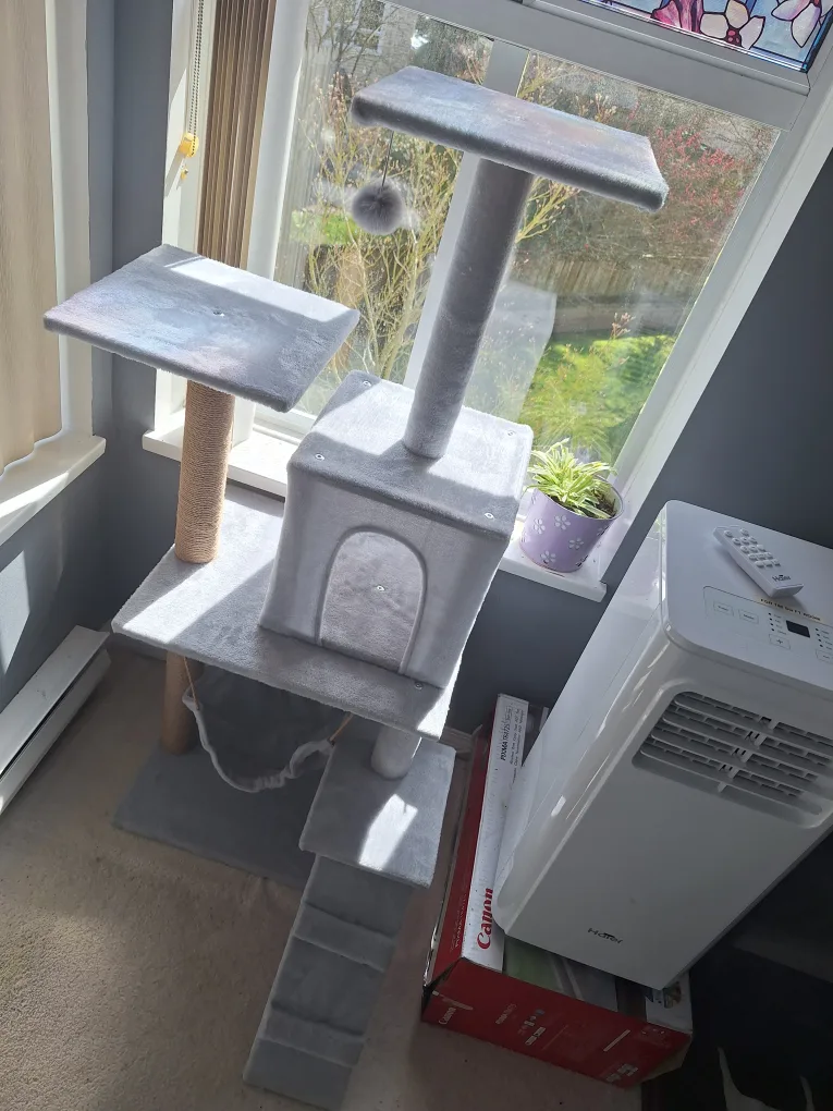 NEW Grey Cat Tree with Condo, Hammock & Sisal Posts image indicator(2)