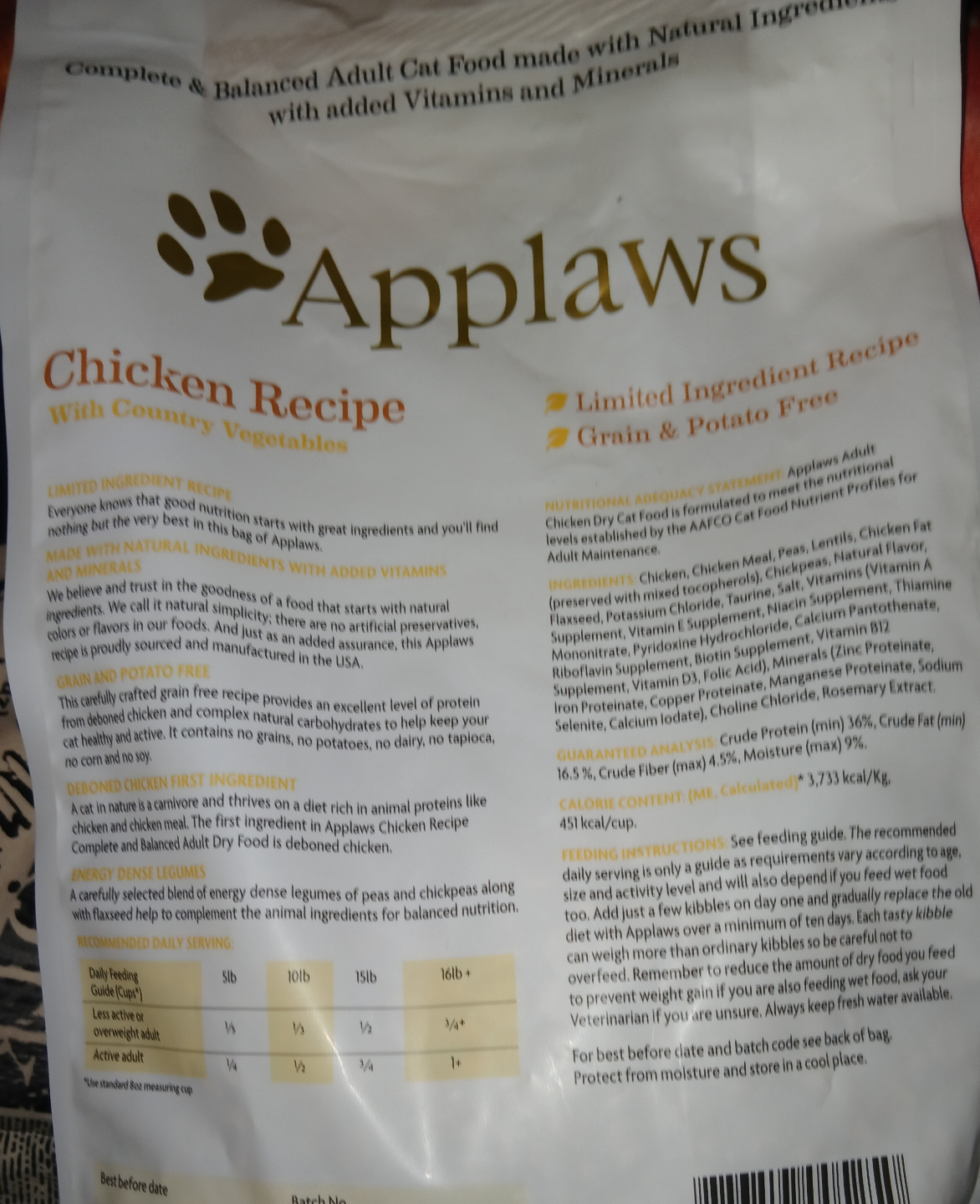 Applaws Adult Dry Cat Food - Chicken Flavour 4lbs each - 2 bags - photo 2