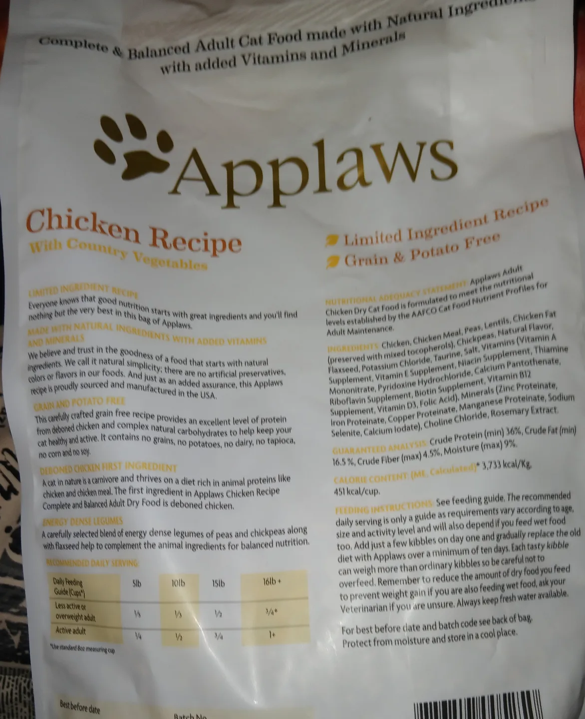 Applaws Adult Dry Cat Food - Chicken Flavour 4lbs each - 2 bags image indicator(2)