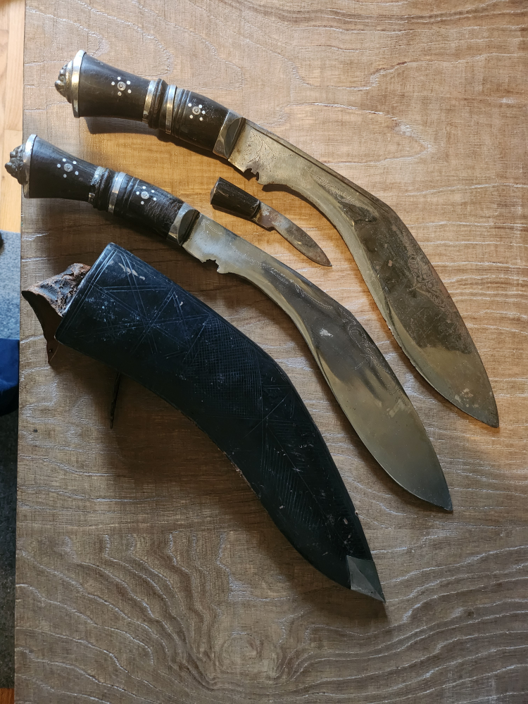 Pair of antique kukris with scabbard