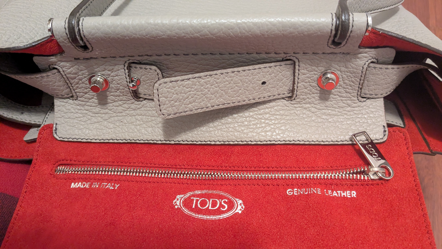 Like New TOD'S Grey Pebble Leather Tote Bag - photo 4