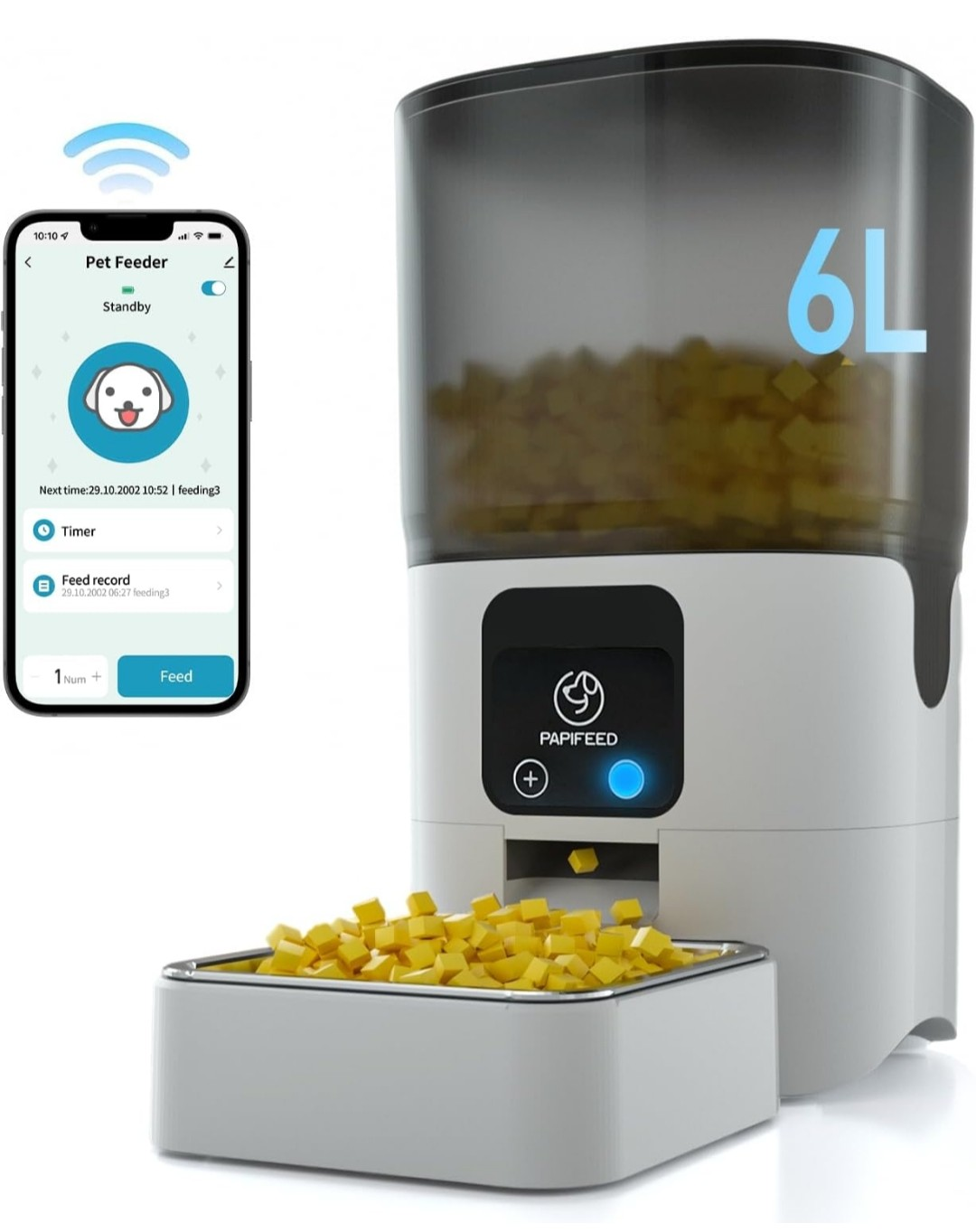 PAPIFEED 6L Smart Automatic Pet Feeder with App Control