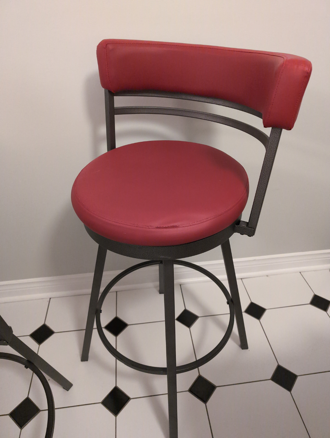 Pair of Red Swivel Bar Stools
