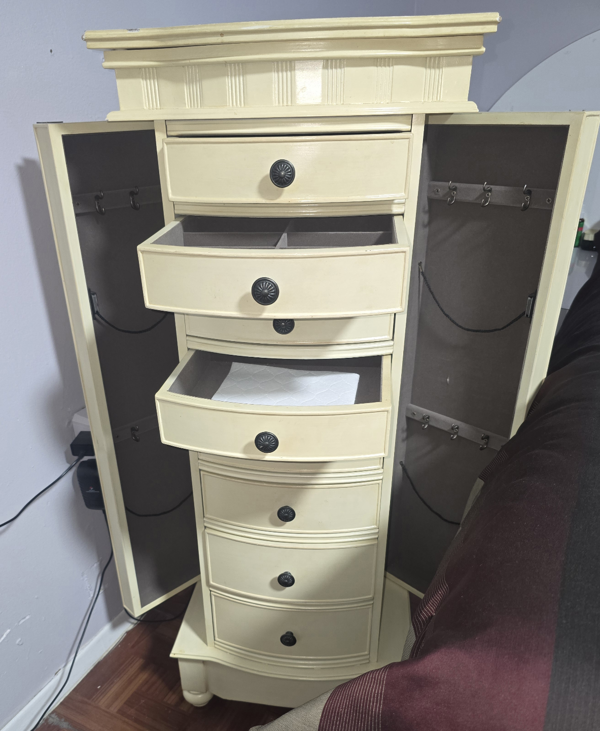 Antique Cream color Wooden Jewelry Armoire - photo 5