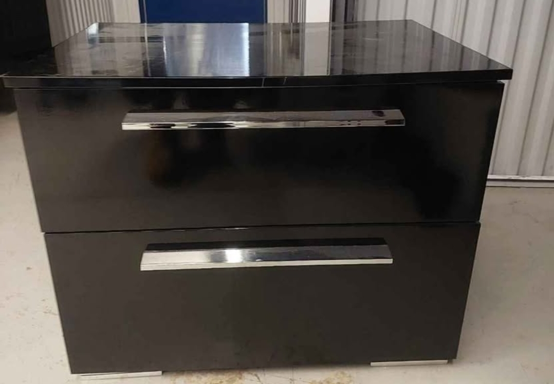 Black Two-Drawer Nightstand