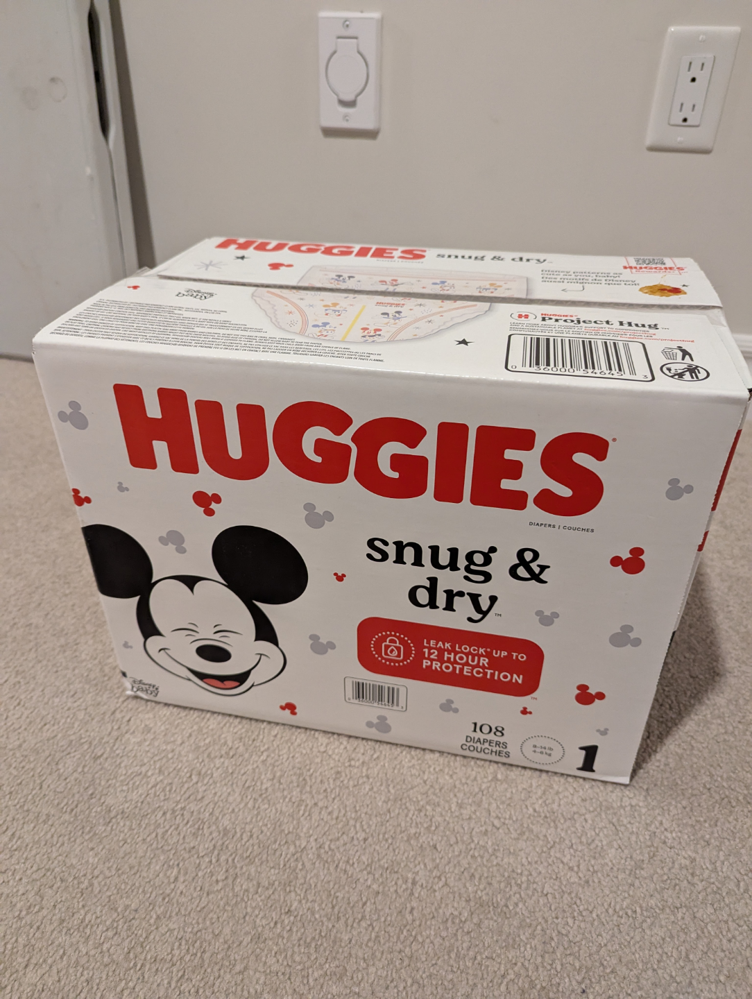 Huggies Snug & Dry Diapers Size 4 Mickey Mouse Design 108 Count