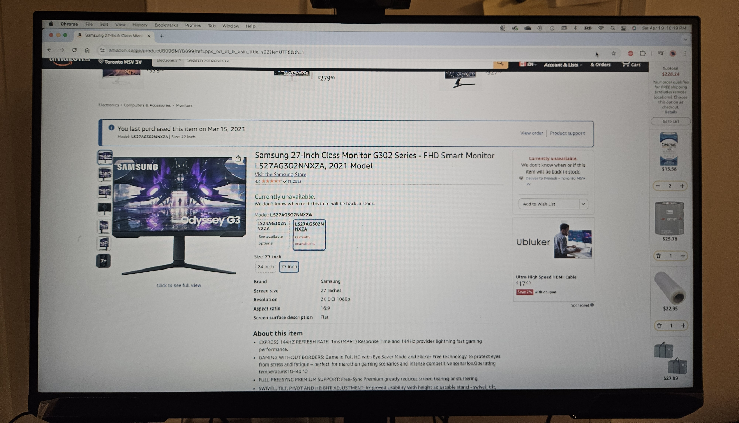 Moving Out Sale‼️Samsung Odyssey G3 27 inch FHD Gaming Monitor