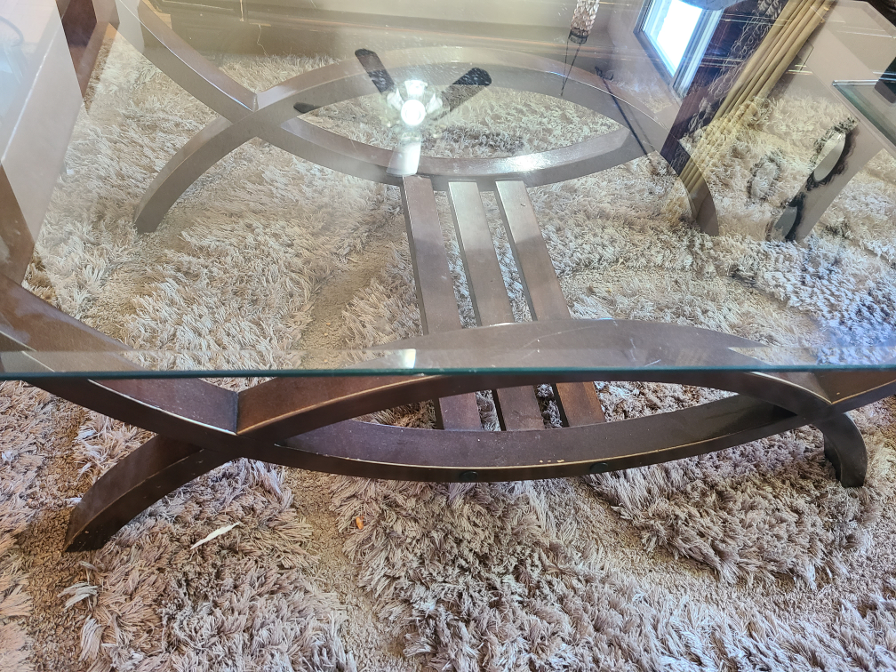 Glass-top Coffee Table with Dark Brown Metal Frame - photo 4