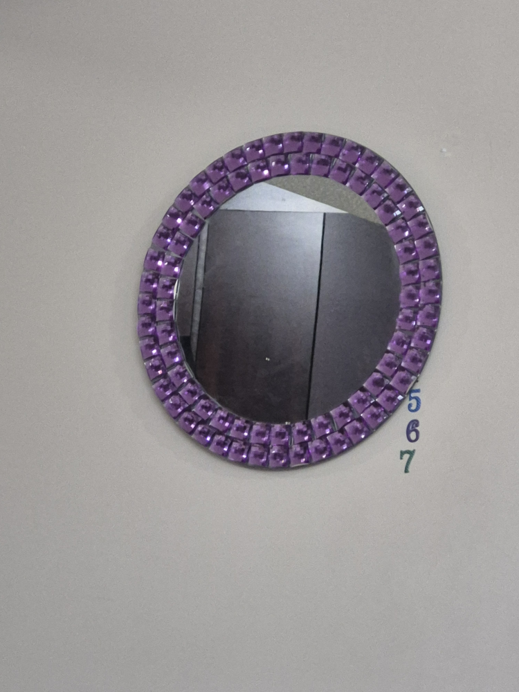 Purple Crystal Round Mirror