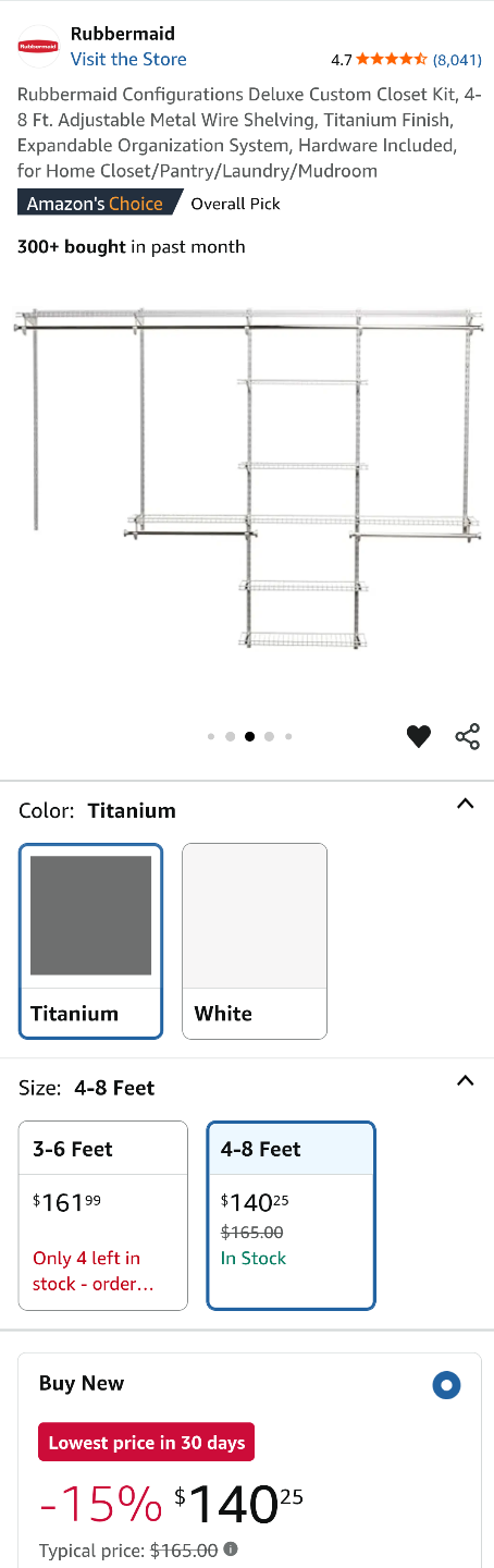 BRAND NEW Adjustable Closet Kit: 4-8 feet 💚 - photo 4