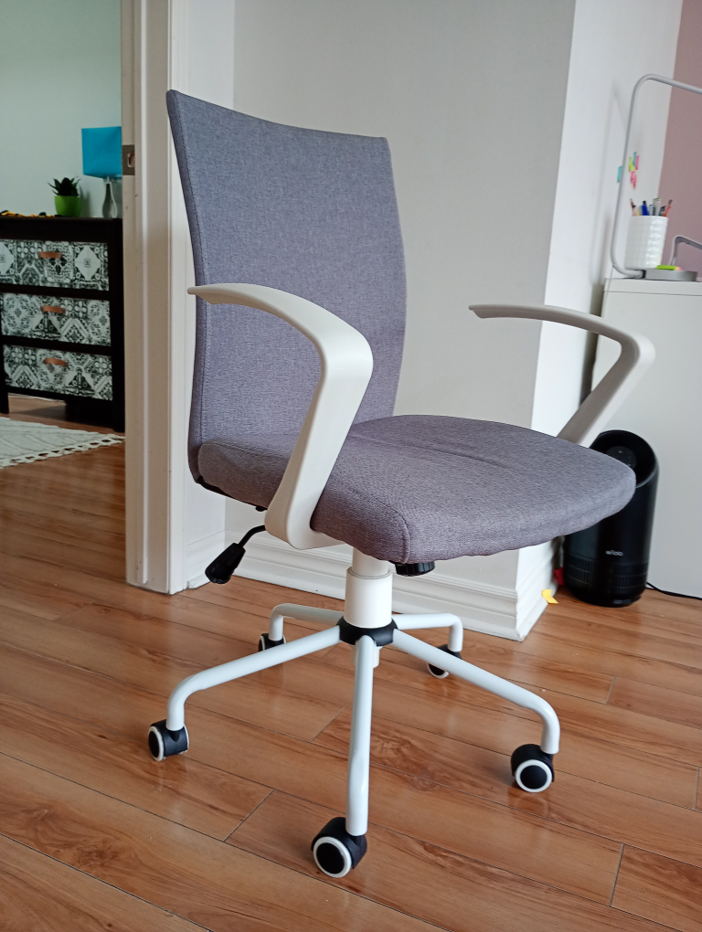 Grey Fabric Office Chair with White Frame