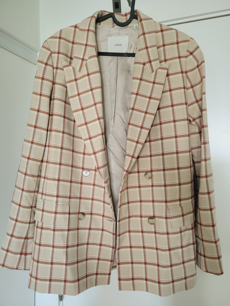 Wilfred Double-Breasted Plaid Blazer - Size 8