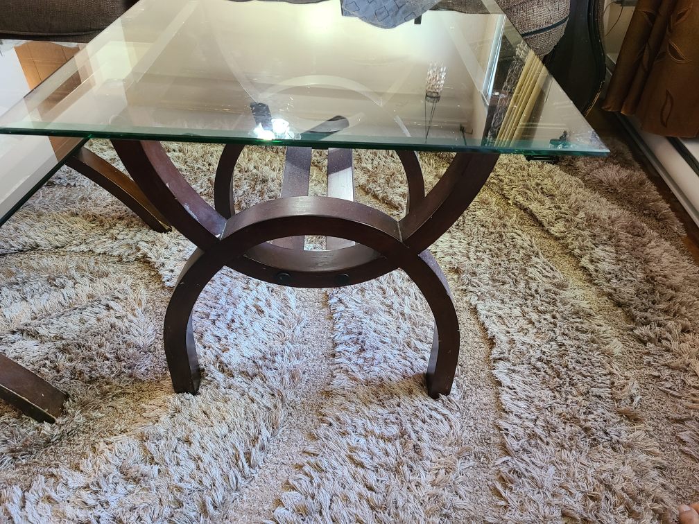 Glass-top Coffee Table with Dark Brown Metal Frame - photo 2