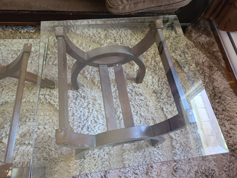 Glass-top Coffee Table with Dark Brown Metal Frame - photo 3