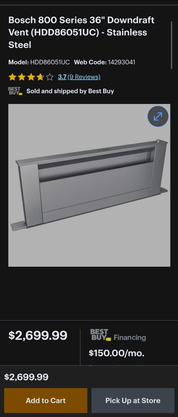 Bosch Downdraft Vent 800 series 36inch, HDD86051UC - photo 2