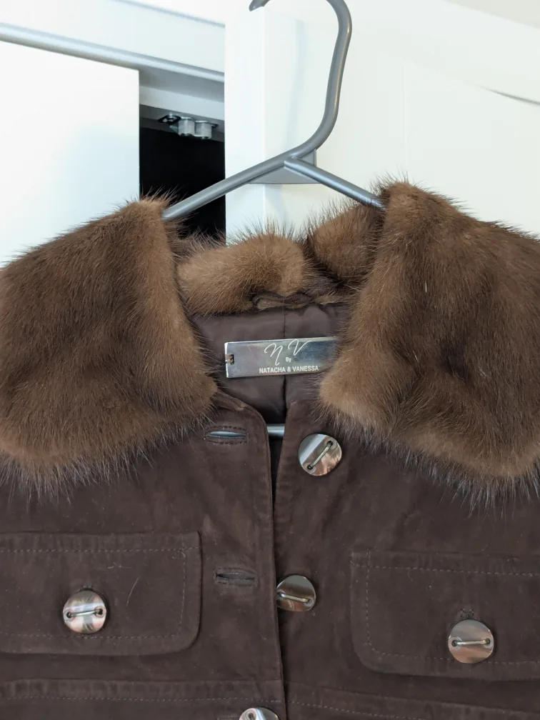 Vintage Natacha & Vanessa Suede Coat with Fur Trim image indicator(2)