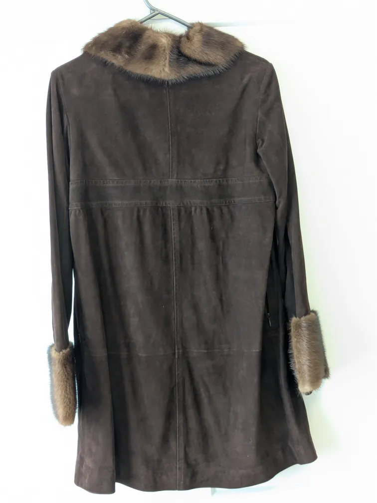 Vintage Natacha & Vanessa Suede Coat with Fur Trim image indicator(3)