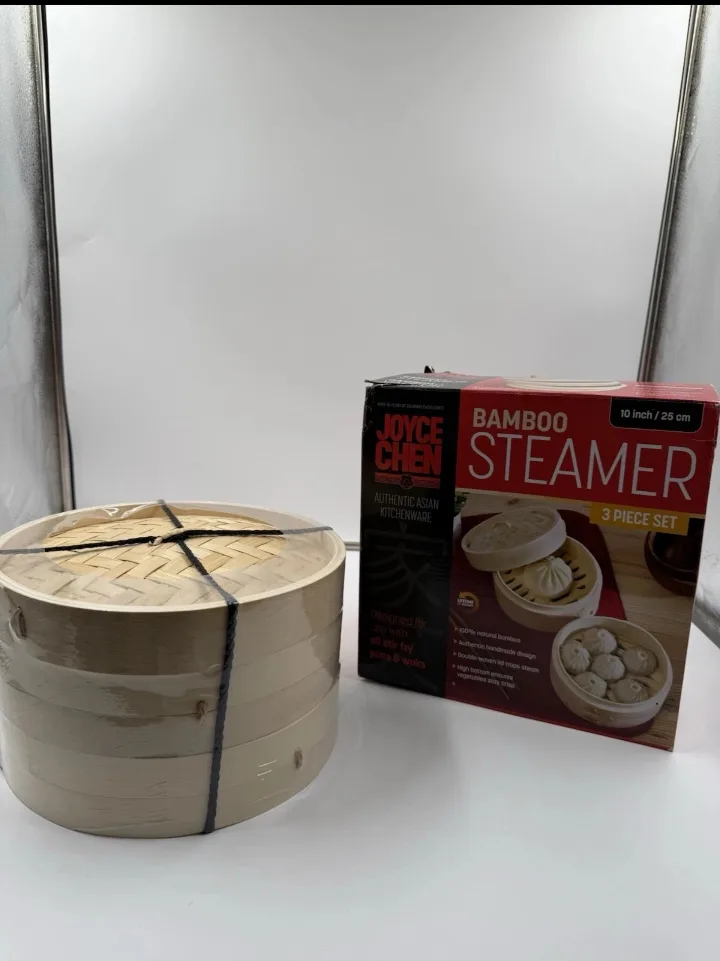 Joyce Chen 3-Piece Bamboo Steamer, 10 inch thumbnail