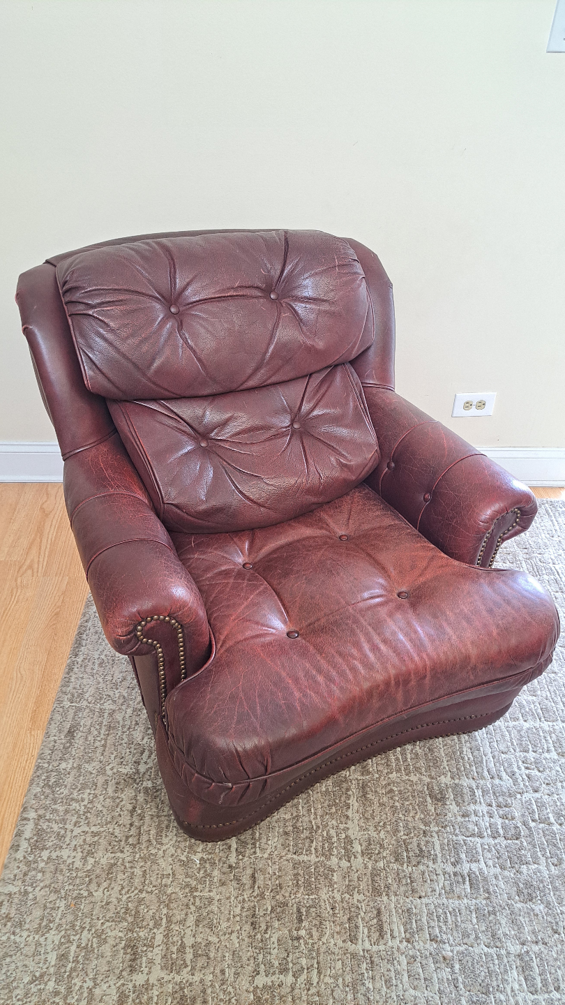 Genuine Leather Armchair with Ottoman - photo 2