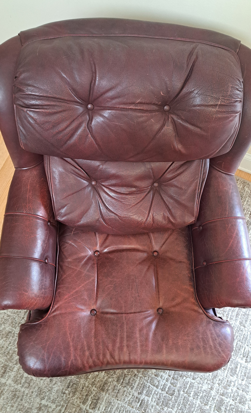 Genuine Leather Armchair with Ottoman - photo 3