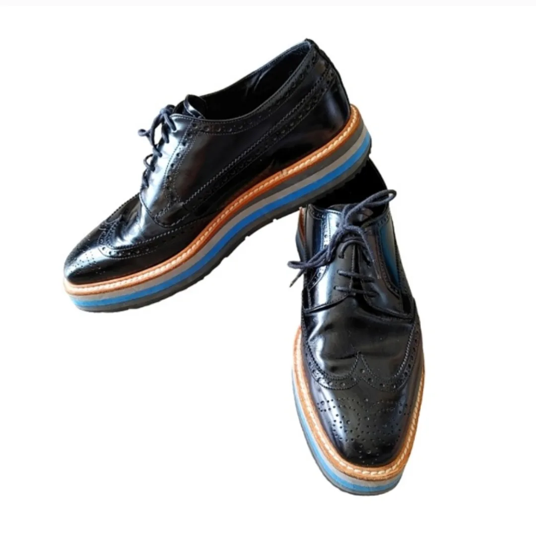 Prada Black Leather Platform Oxfords image indicator(9)