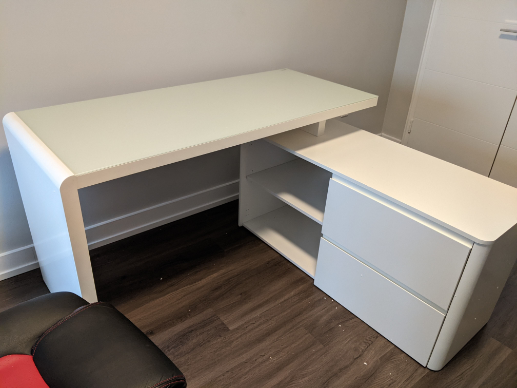 Modern White L-Shaped Computer Desk