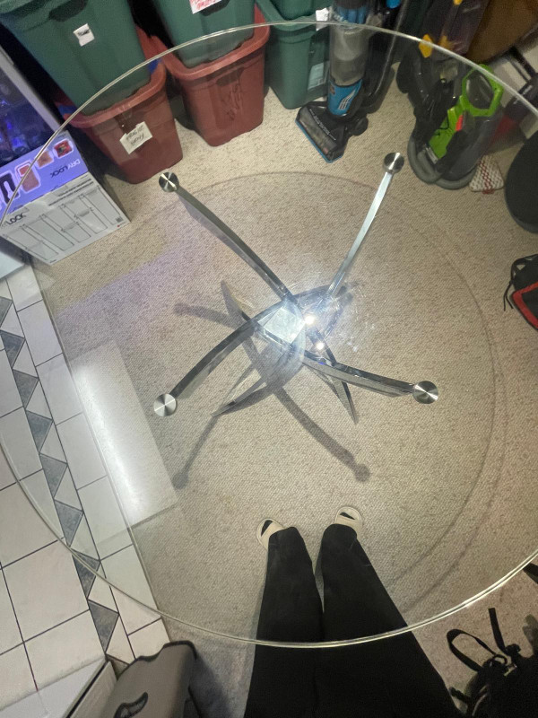 Glass Dining Table with Chrome Legs - photo 2