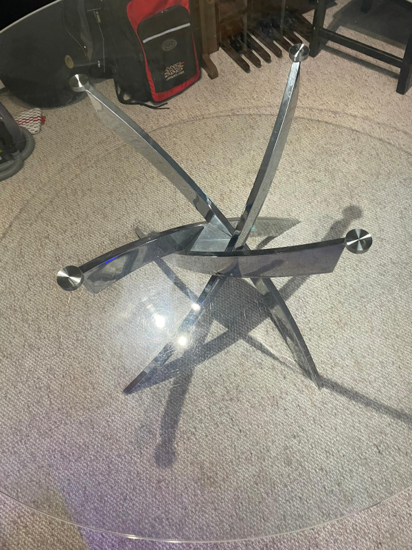 Glass Dining Table with Chrome Legs - photo 5