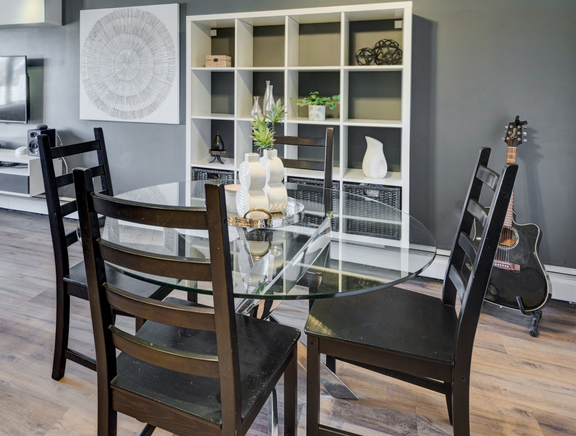 Glass Dining Table with Chrome Legs - photo 3