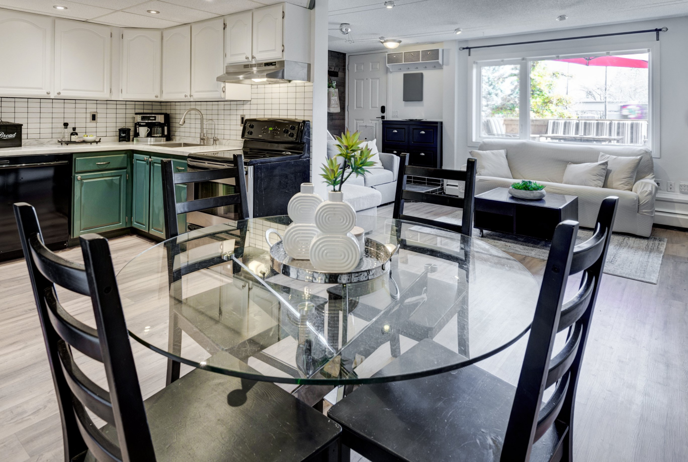 Glass Dining Table with Chrome Legs
