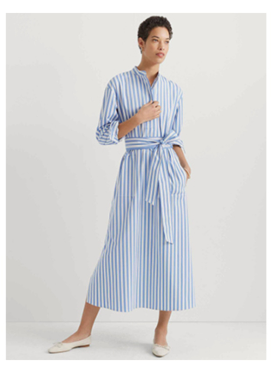 Striped midi shirt dress