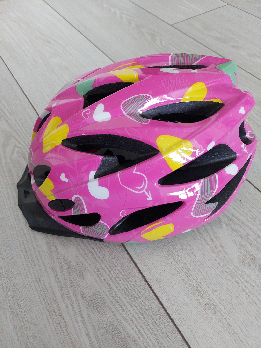 Teens' Pink Bicycle Helmet with Heart Design - photo 4