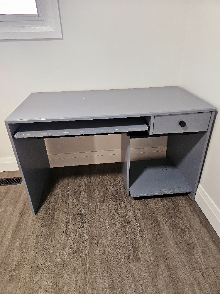 Grey Computer Desk with Keyboard Tray and Drawer - photo 3