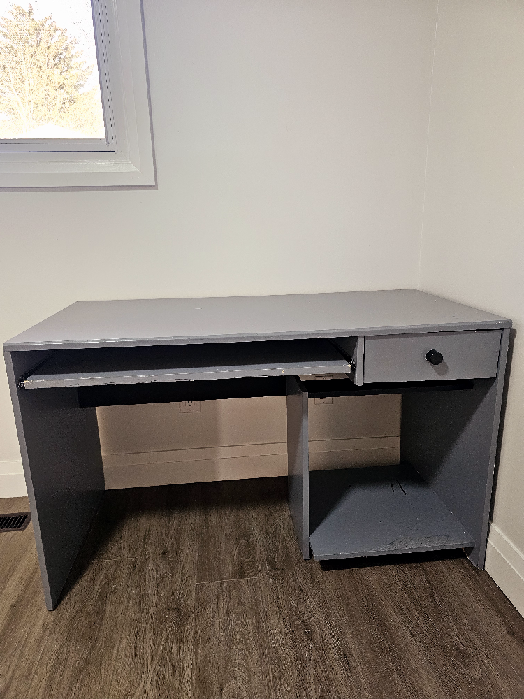 Grey Computer Desk with Keyboard Tray and Drawer - photo 4