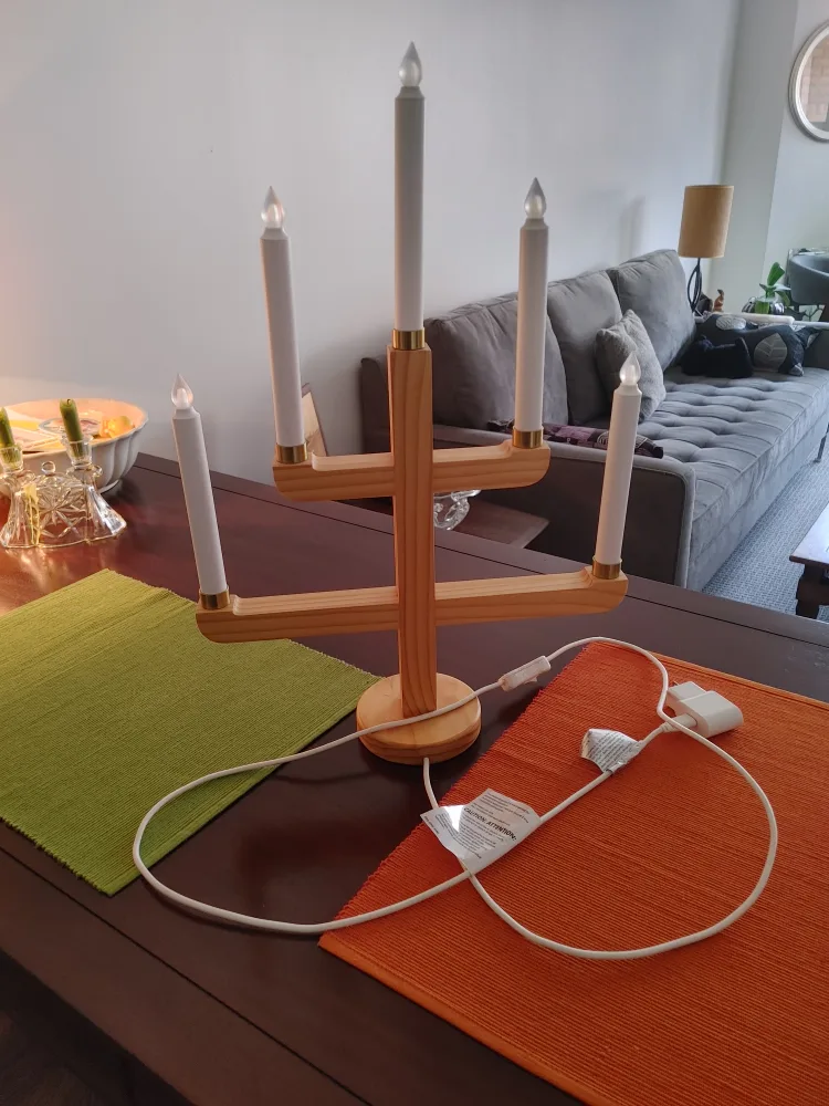 Wooden Electric Candleholder with 5 LED Candles thumbnail