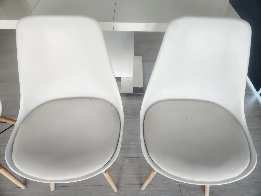 Eiffel stylish Dinning Chairs with Cushion - White/ Natural image indicator(5)