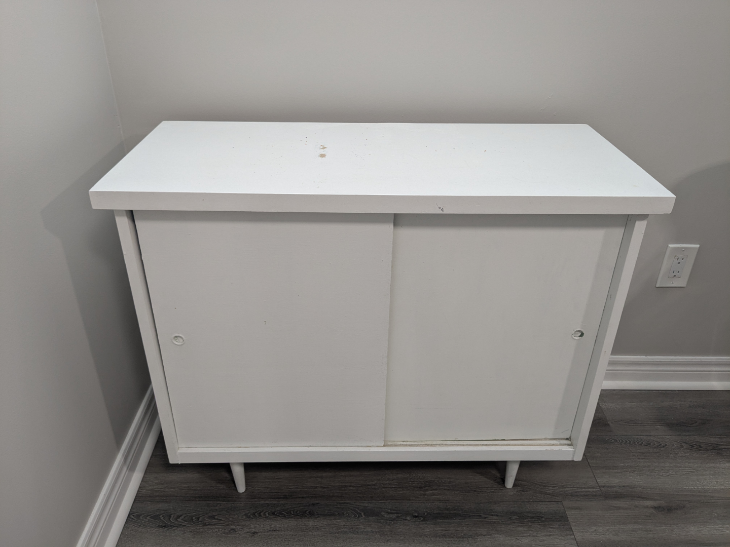 White Sliding Door Cabinet, Solid Wood