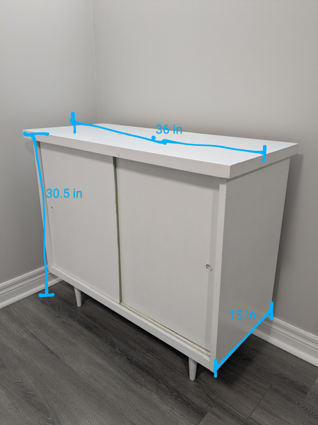 White Sliding Door Cabinet, Solid Wood - photo 3