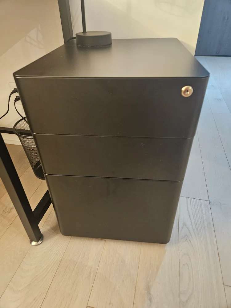MOVING OUT SALE - Black 3-Drawer Mobile File Cabinet with key thumbnail