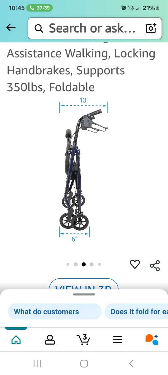 Navy blue Step N' Rest Rolling Walker - Blue, 250lb Support image indicator(8)