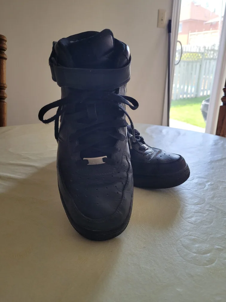 Nike Air Force 1 Mid Black Leather Shoes image indicator(2)