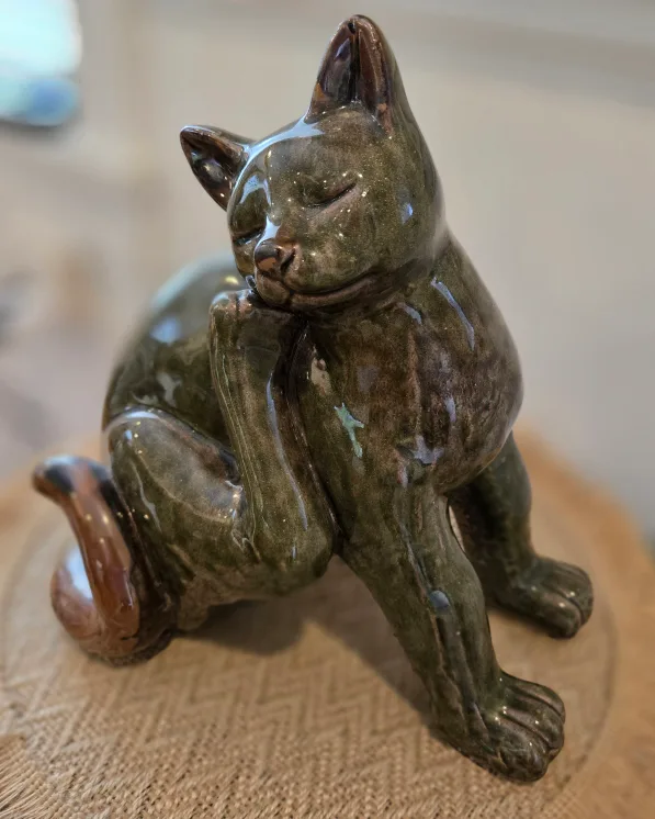 Vintage Ceramic Cat Figurine - 11" Tall x 10" Wide thumbnail