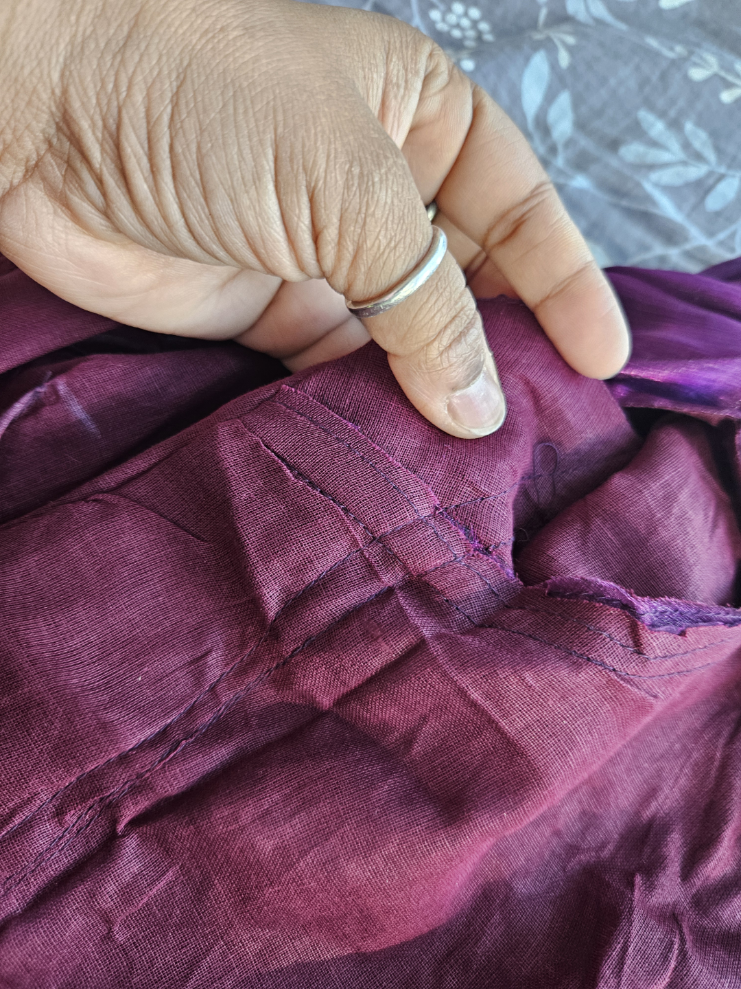 Purple embellished blouse and Saree
