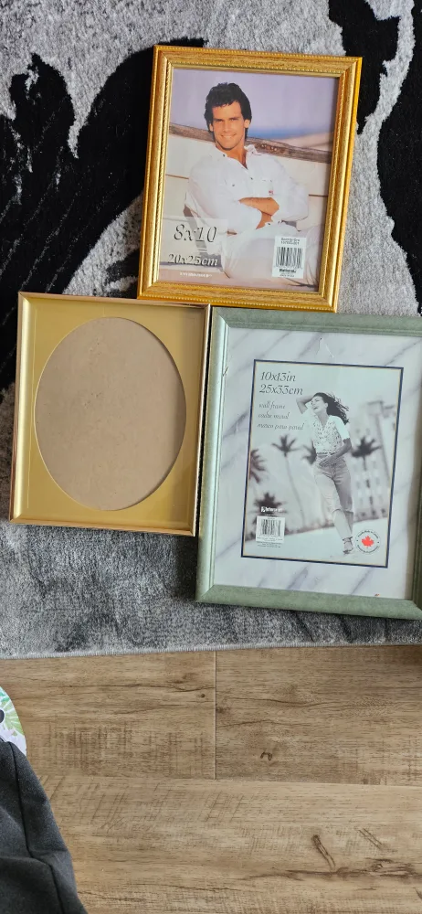 Three picture frames, assorted sizes and colours thumbnail