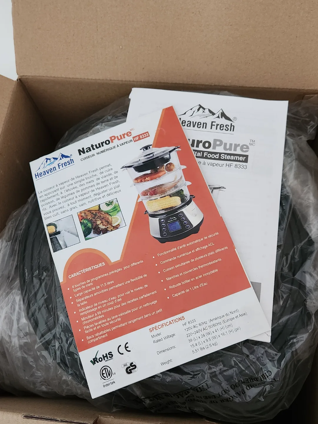 Heaven Fresh NaturoPure Digital Food Steamer - 11.5 Litre, 800W image indicator(5)
