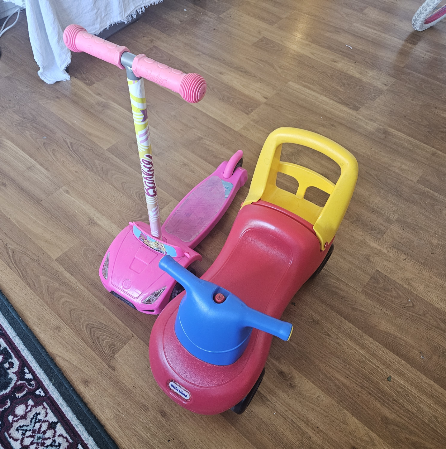 Barbie Scooter and Little Tikes Ride-On Car