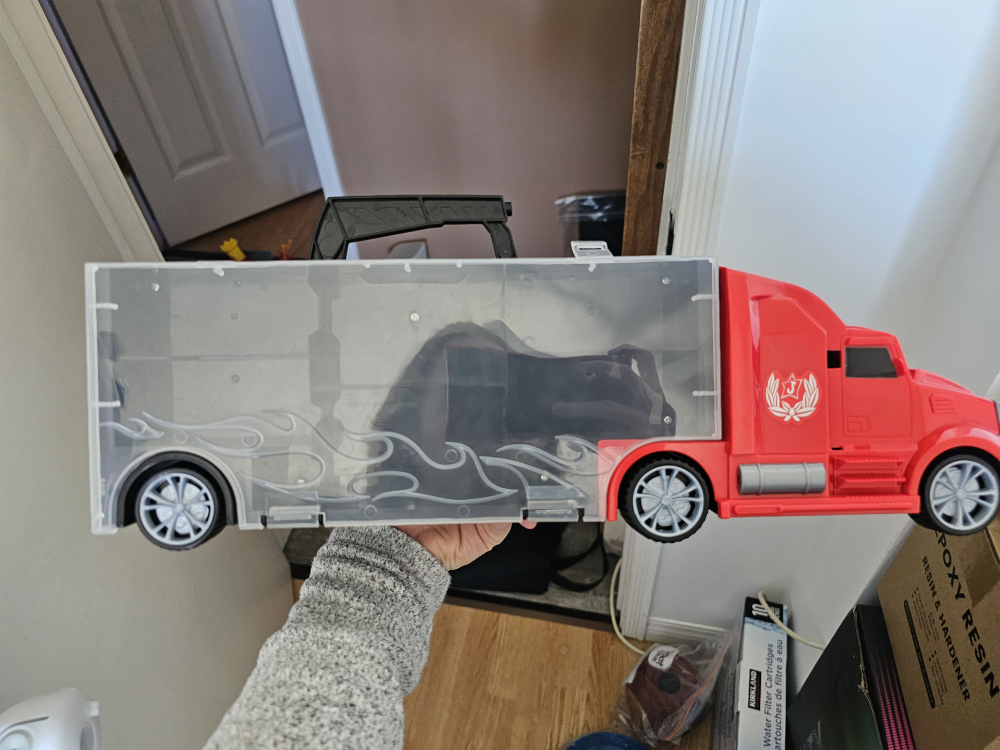 Red Toy Carrier Truck with Multiple Vehicles - photo 2