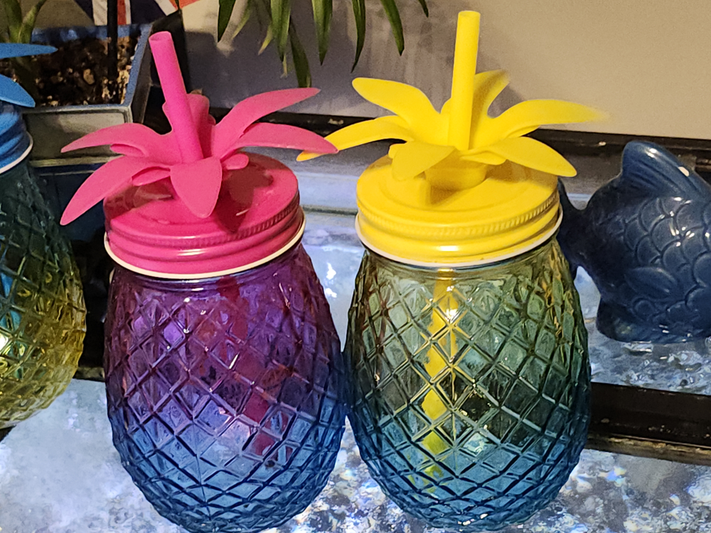 Set of Four Pineapple Mason Jar Tumblers with Straws - photo 2