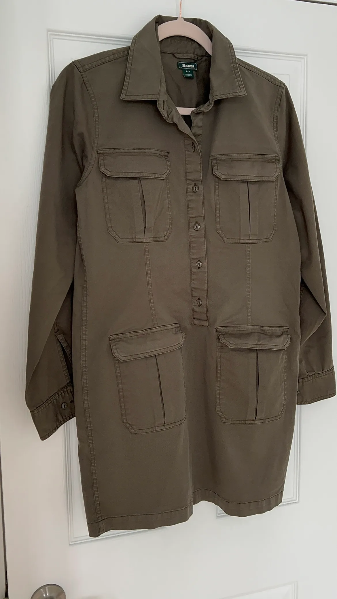 ROOTS Olive Green Utility Shirt Dress image indicator(6)