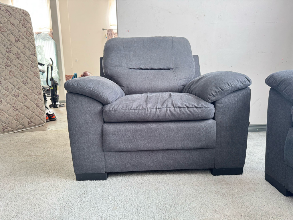 Grey Fabric Sofa Set - 2 Armchairs & Love Seat - photo 4